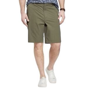 Goodfellow & Co Mens 58” Big & Tall Chino Flat Front Tech Shorts Green 9” Inseam